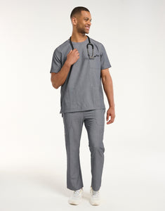 Essential Crewneck Scrub Top - Heather Grey