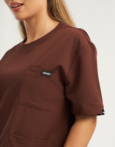 Essential Crewneck Scrub Top - Cocoa