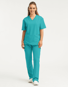 Essential V Neck Scrub Top - Sydney Teal