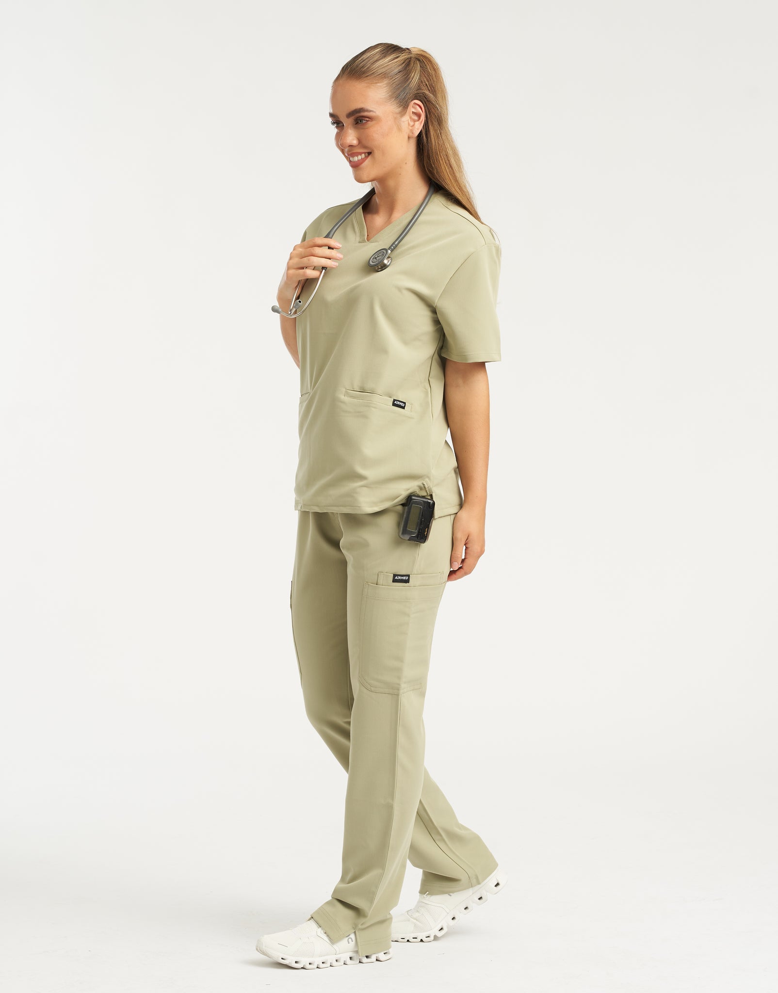 Essential V Neck Scrub Top - Matcha