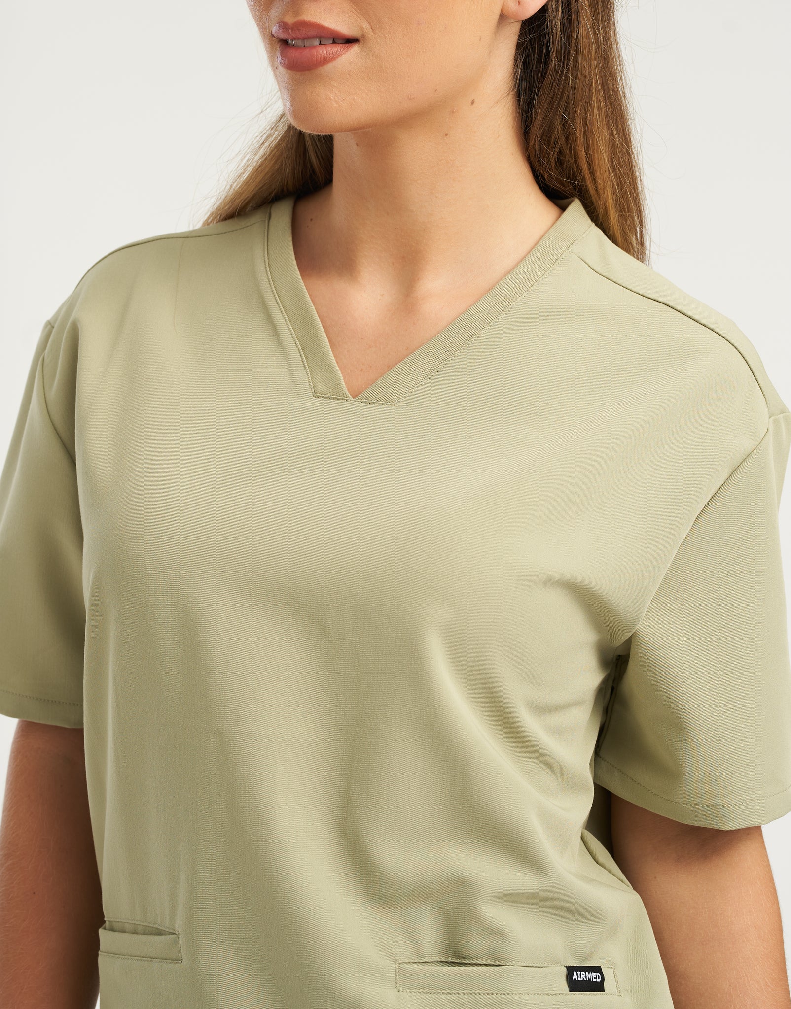 Essential V Neck Scrub Top - Matcha