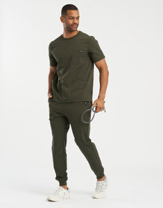 Essential Crewneck Scrub Top - Khaki Green