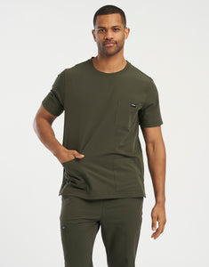 Essential Crewneck Scrub Top - Khaki Green