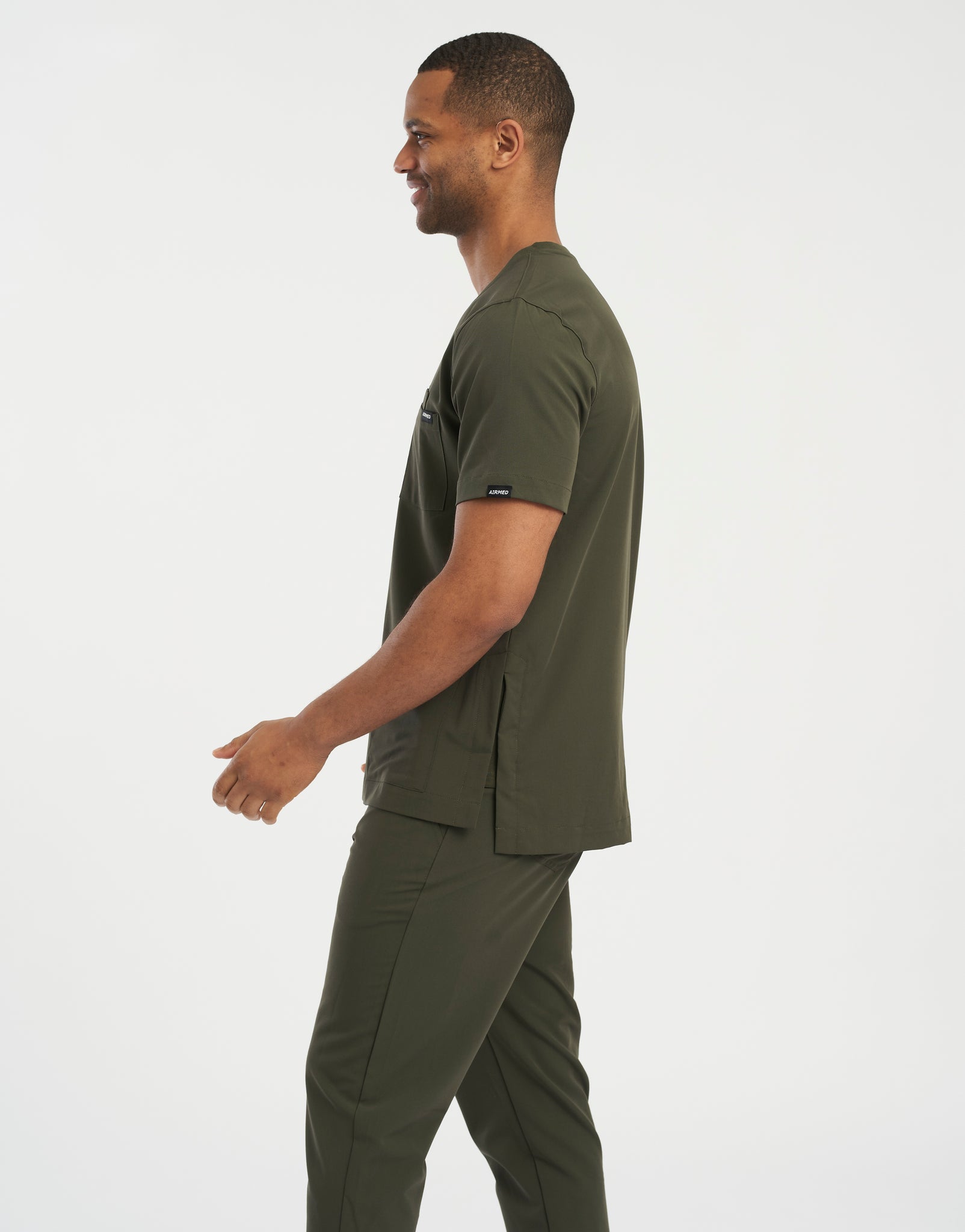 Essential Crewneck Scrub Top - Khaki Green