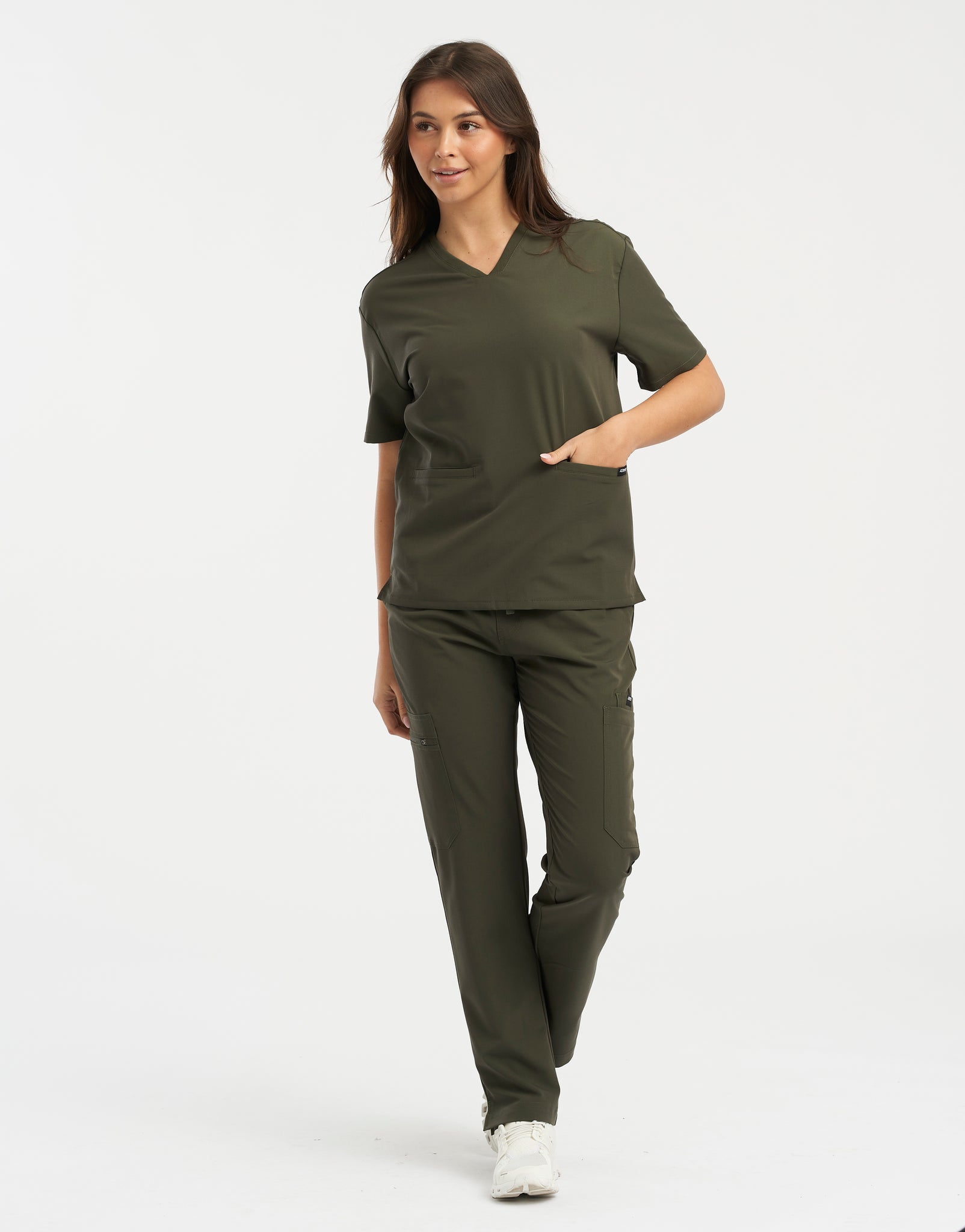 Essential Multi-Pocket Scrub Pants - Khaki Green