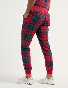 Essential Jogger Scrub Pants - Christmas Red Tartan