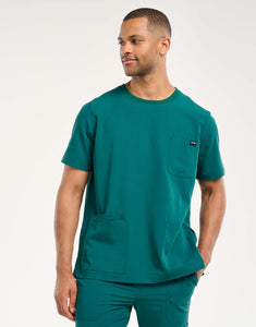 Essential Crewneck Scrub Top - Harbour Green