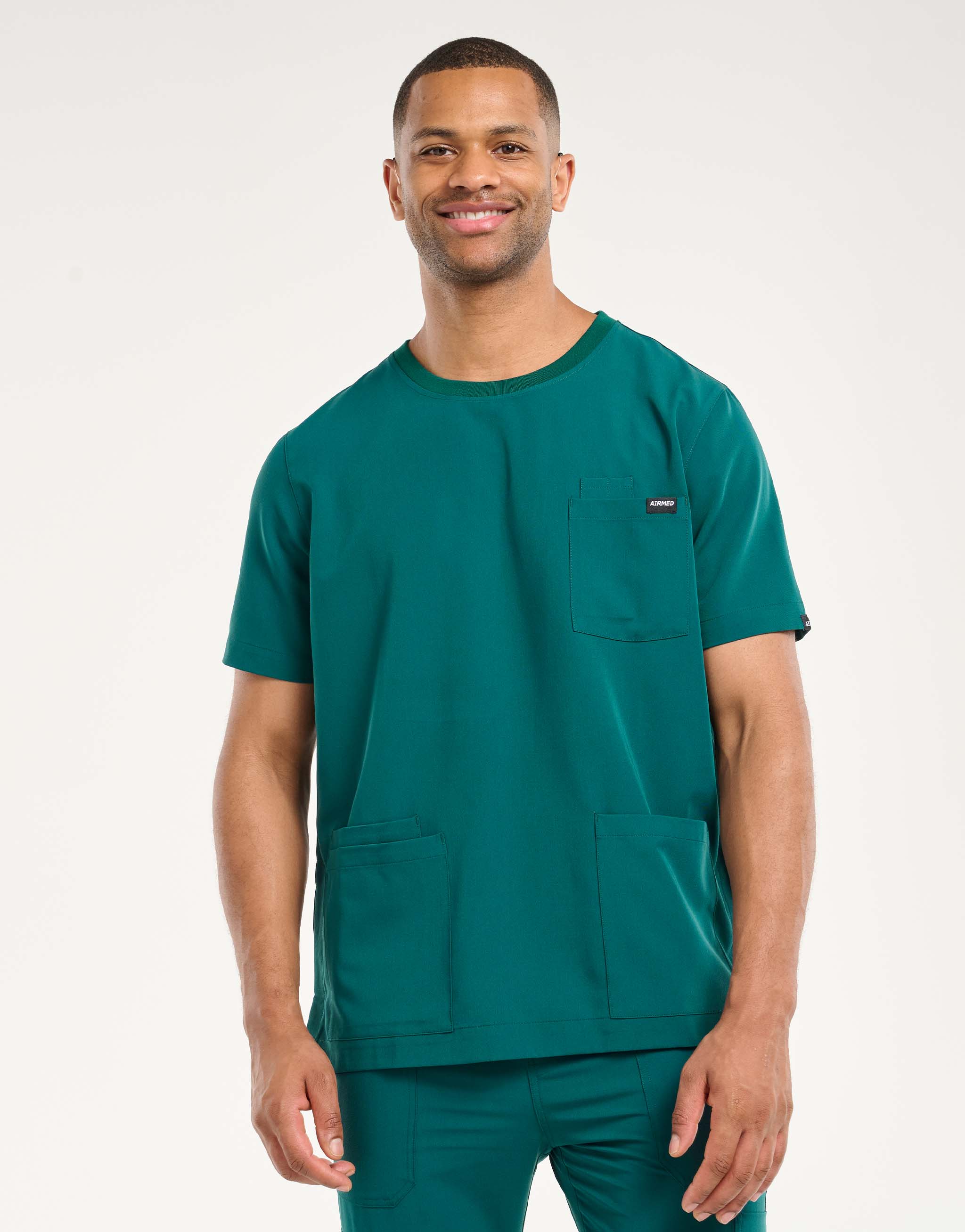 Essential Crewneck Scrub Top - Harbour Green