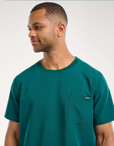 Essential Crewneck Scrub Top - Harbour Green