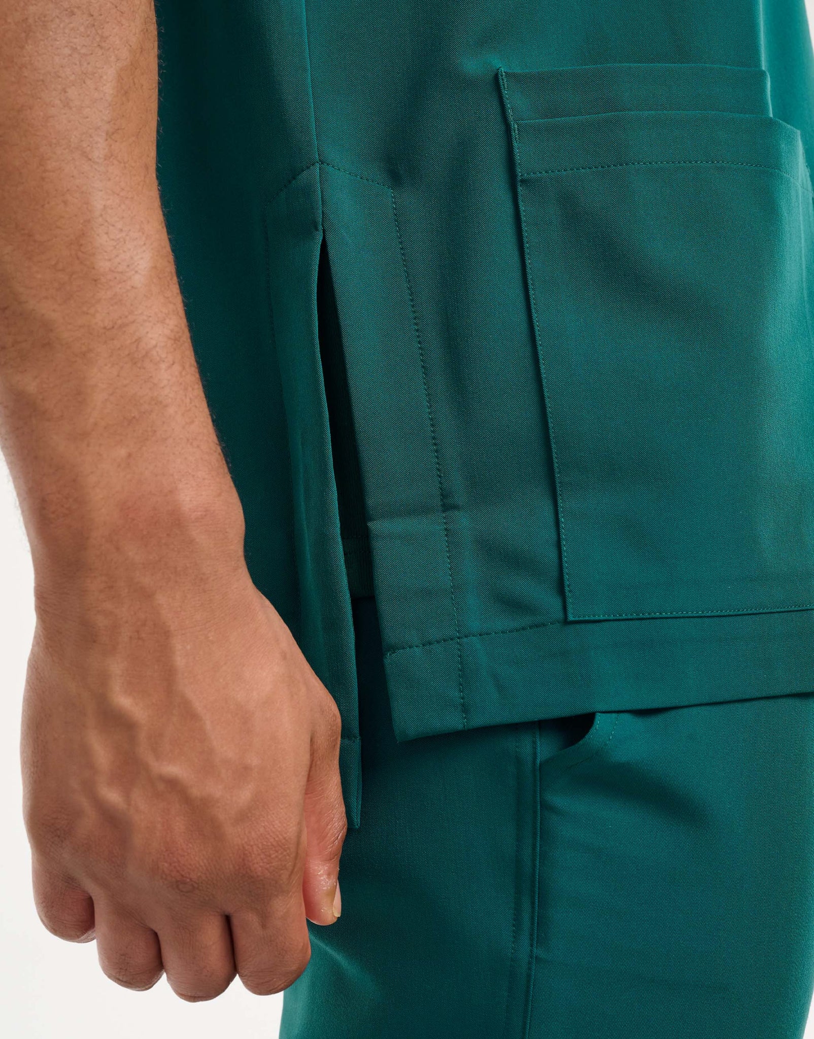 Essential Crewneck Scrub Top - Harbour Green