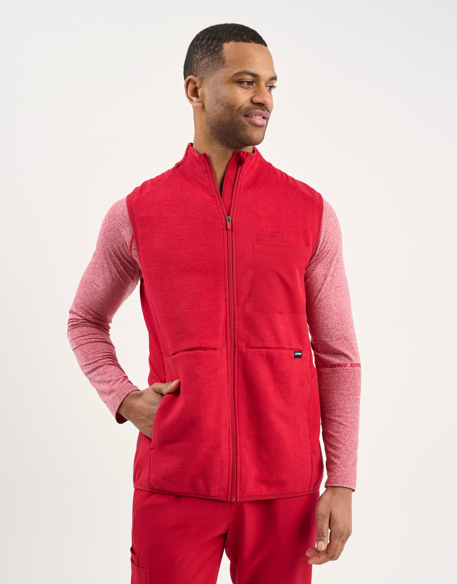 Essential Fleece Vest - Cherry Red