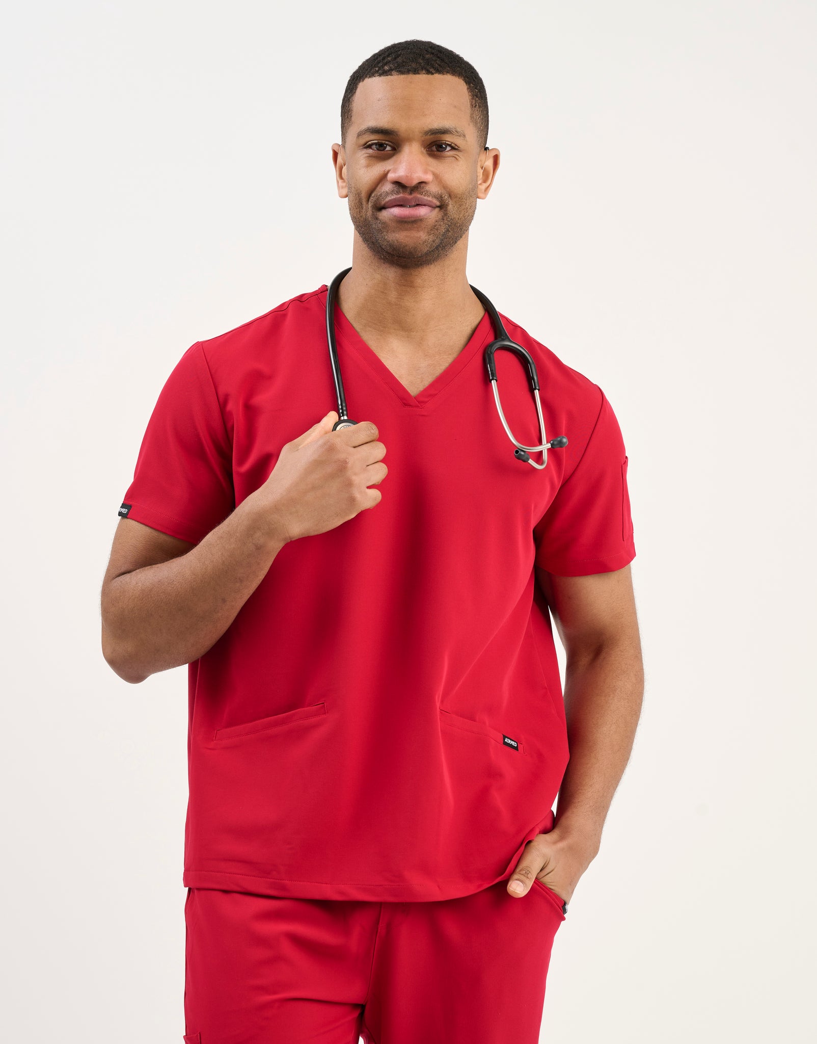 Aspire V Neck Scrub Top - Cherry Red