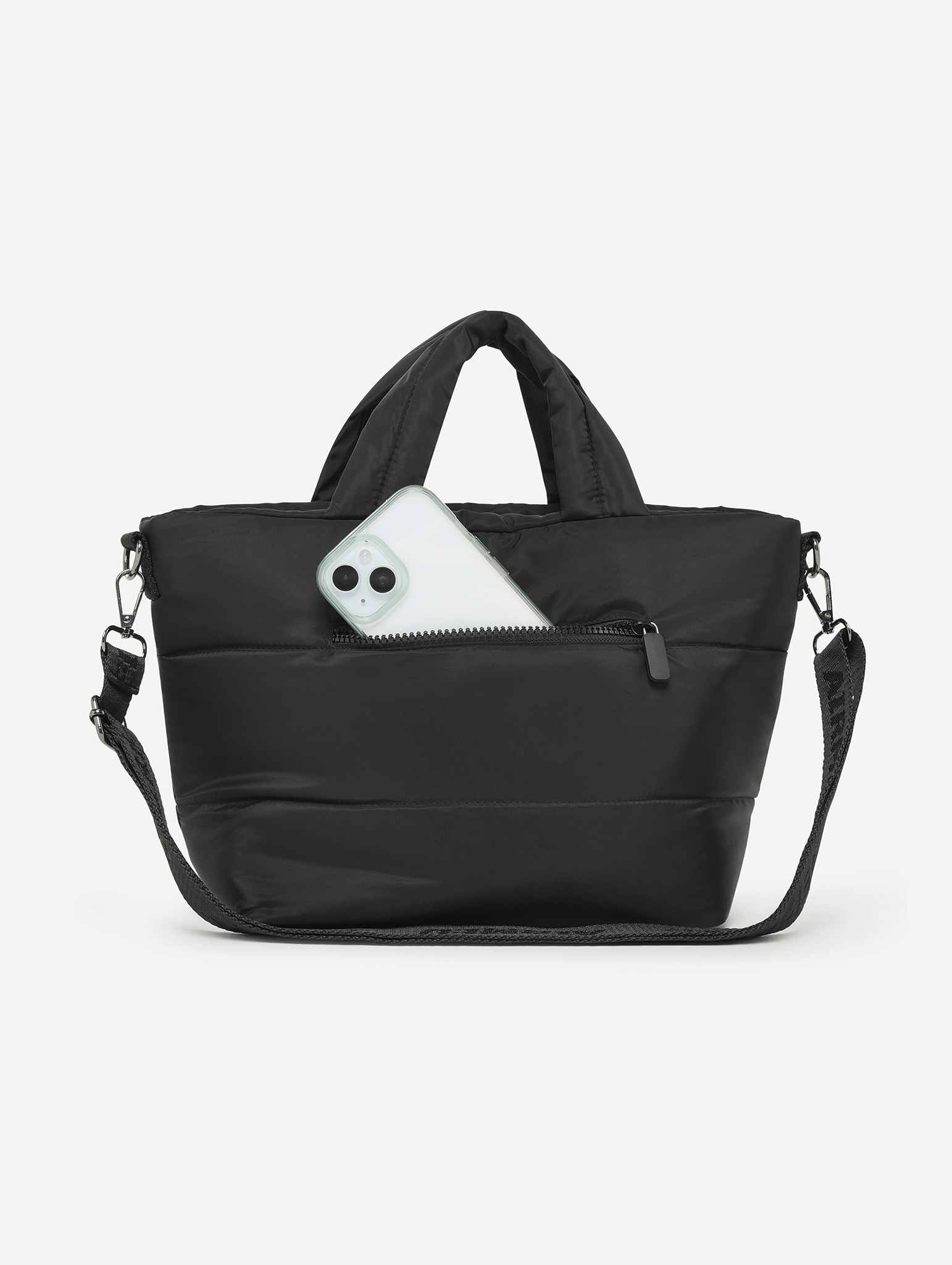 Mini Puffer Tote Bag - Black