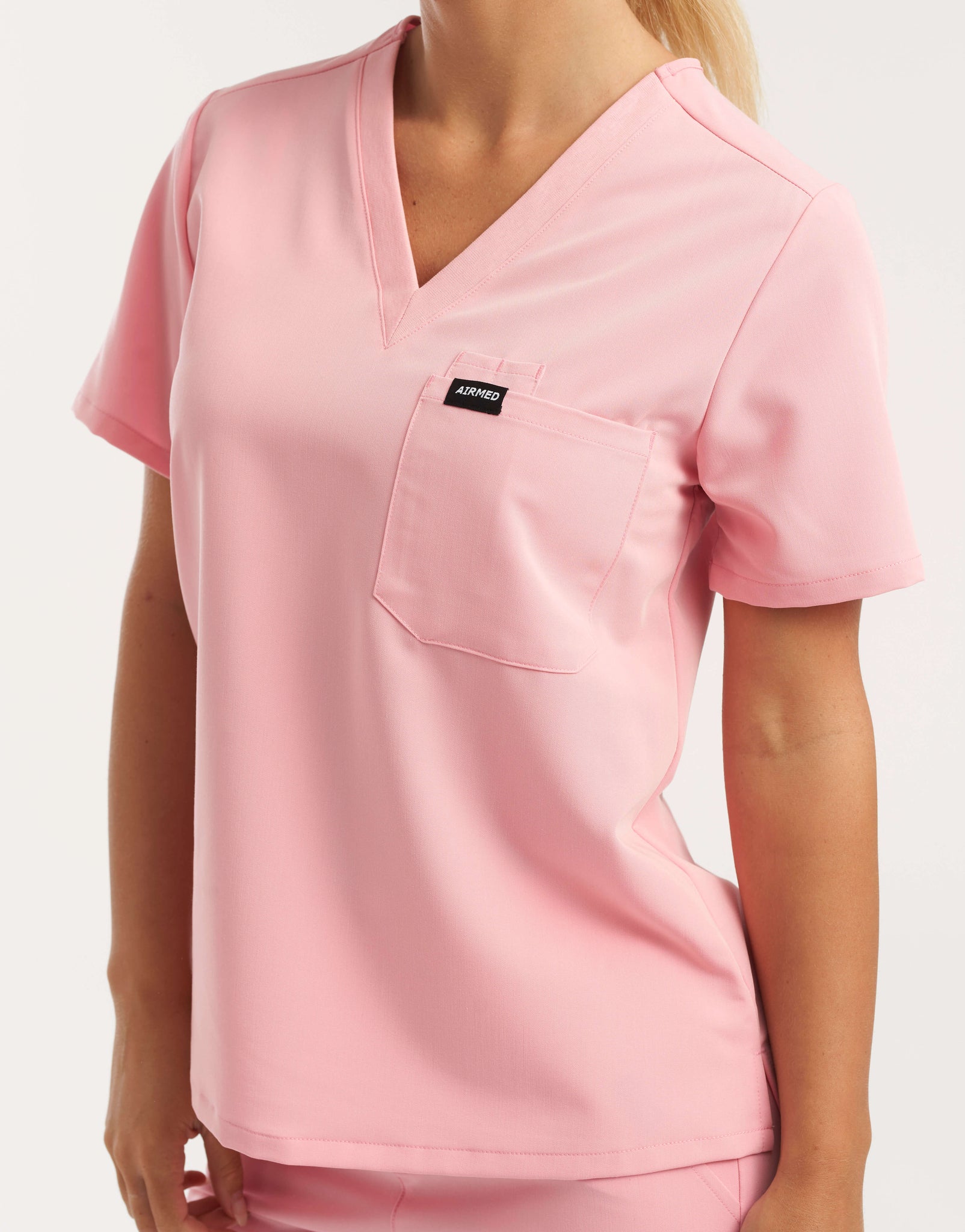 Essential One Pocket V Neck Scrub Top - Musk Pink