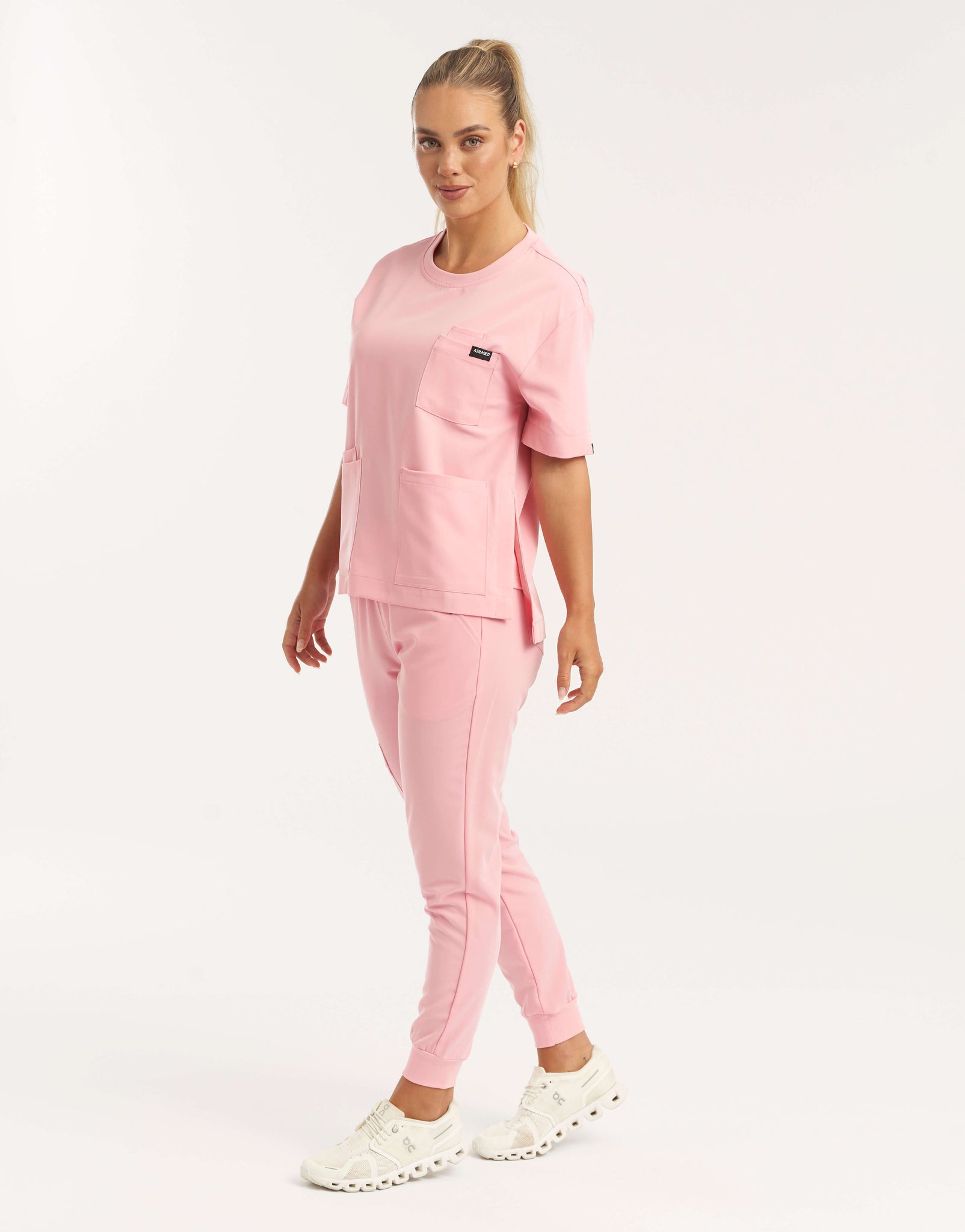 Essential Crewneck Scrub Top - Musk Pink