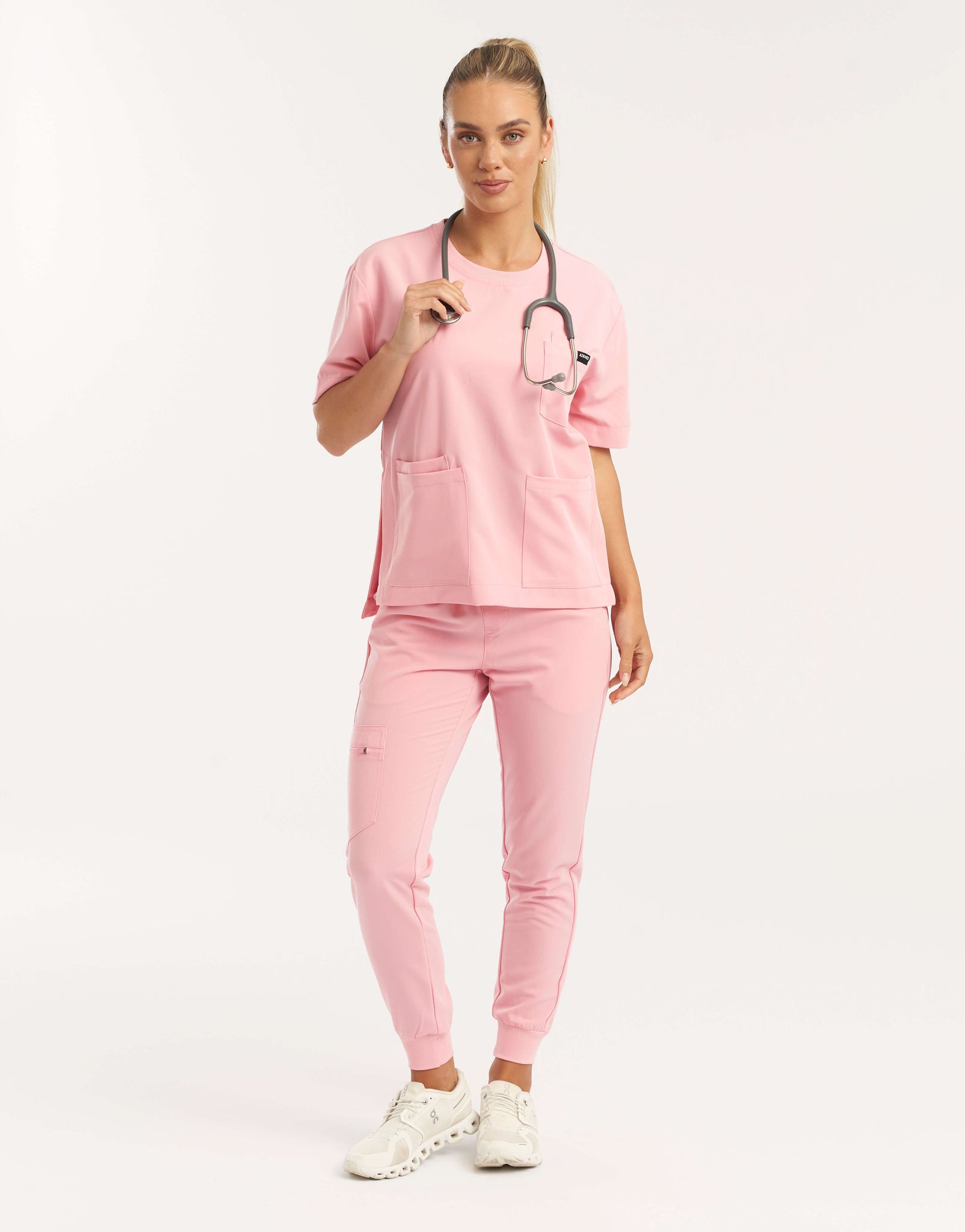 Essential Crewneck Scrub Top - Musk Pink