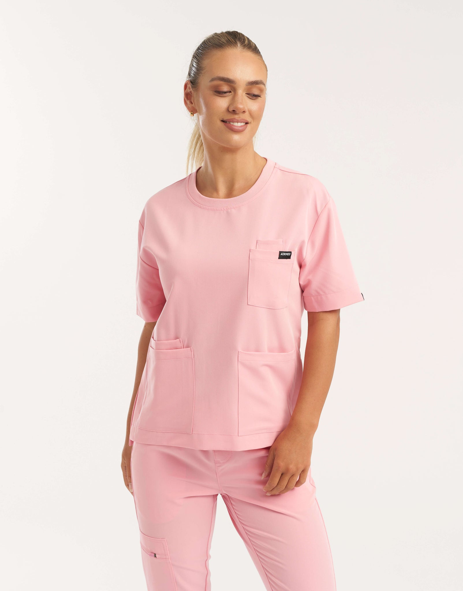 Essential Crewneck Scrub Top - Musk Pink