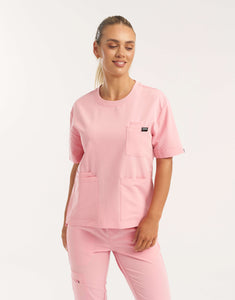 Essential Crewneck Scrub Top - Musk Pink