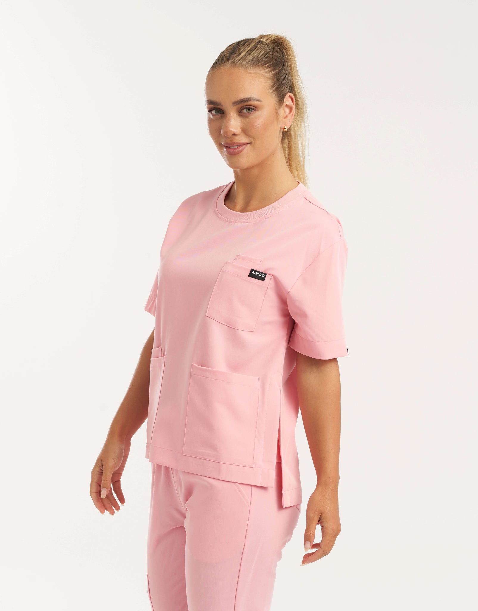 Essential Crewneck Scrub Top - Musk Pink