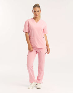 Essential V Neck Scrub Top - Musk Pink