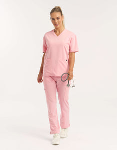 Essential V Neck Scrub Top - Musk Pink