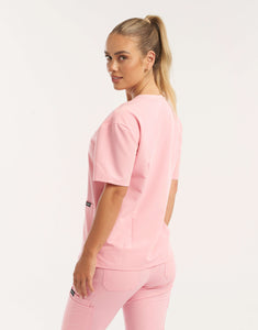 Essential V Neck Scrub Top - Musk Pink