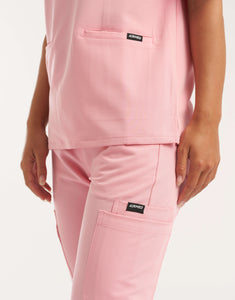 Essential V Neck Scrub Top - Musk Pink