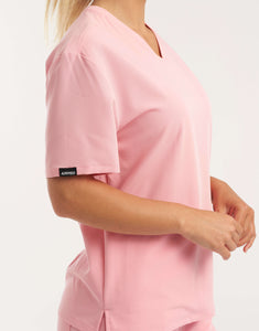 Essential V Neck Scrub Top - Musk Pink