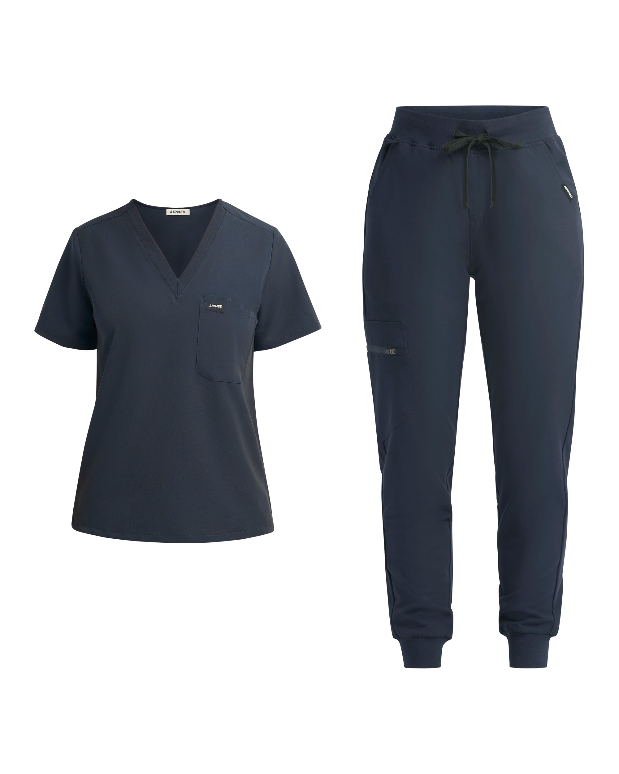 Midnight Navy One Pocket Top and Scrub Jogger Set