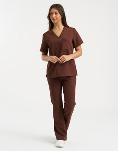 Essential Flare Scrub Pants - Cocoa