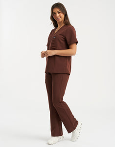 Essential Flare Scrub Pants - Cocoa