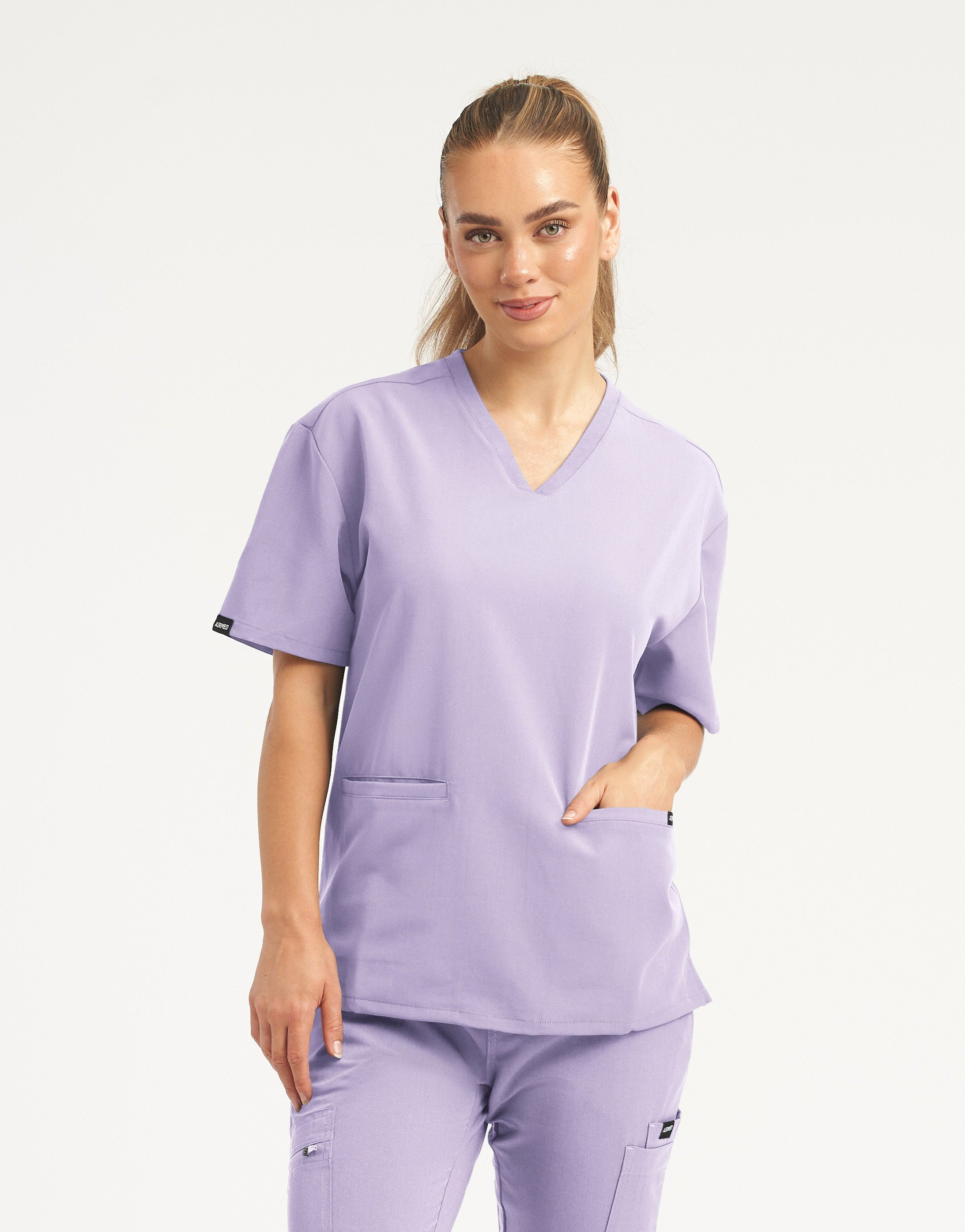 Essential V Neck Scrub Top - Pastel Lilac