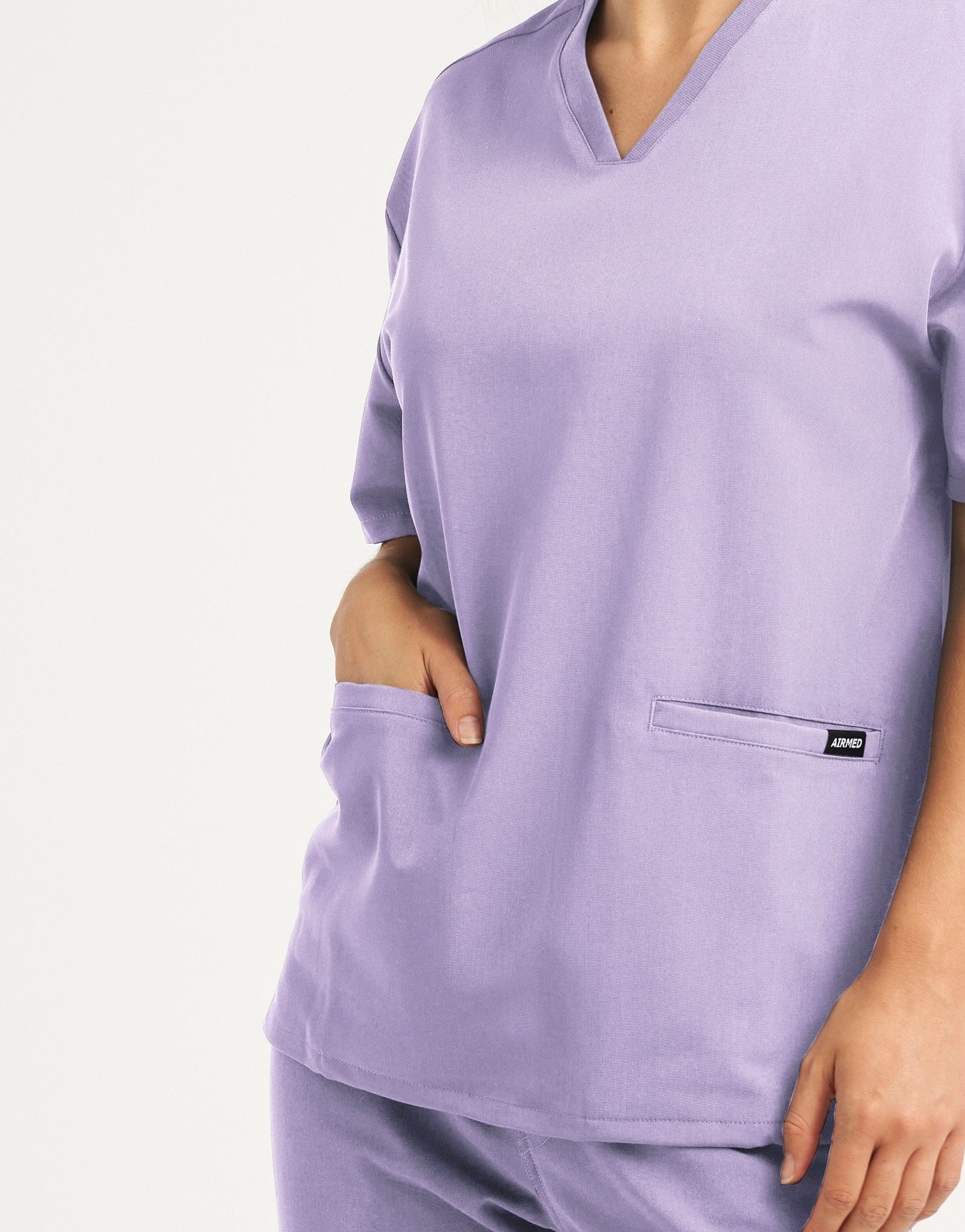 Essential V Neck Scrub Top - Pastel Lilac