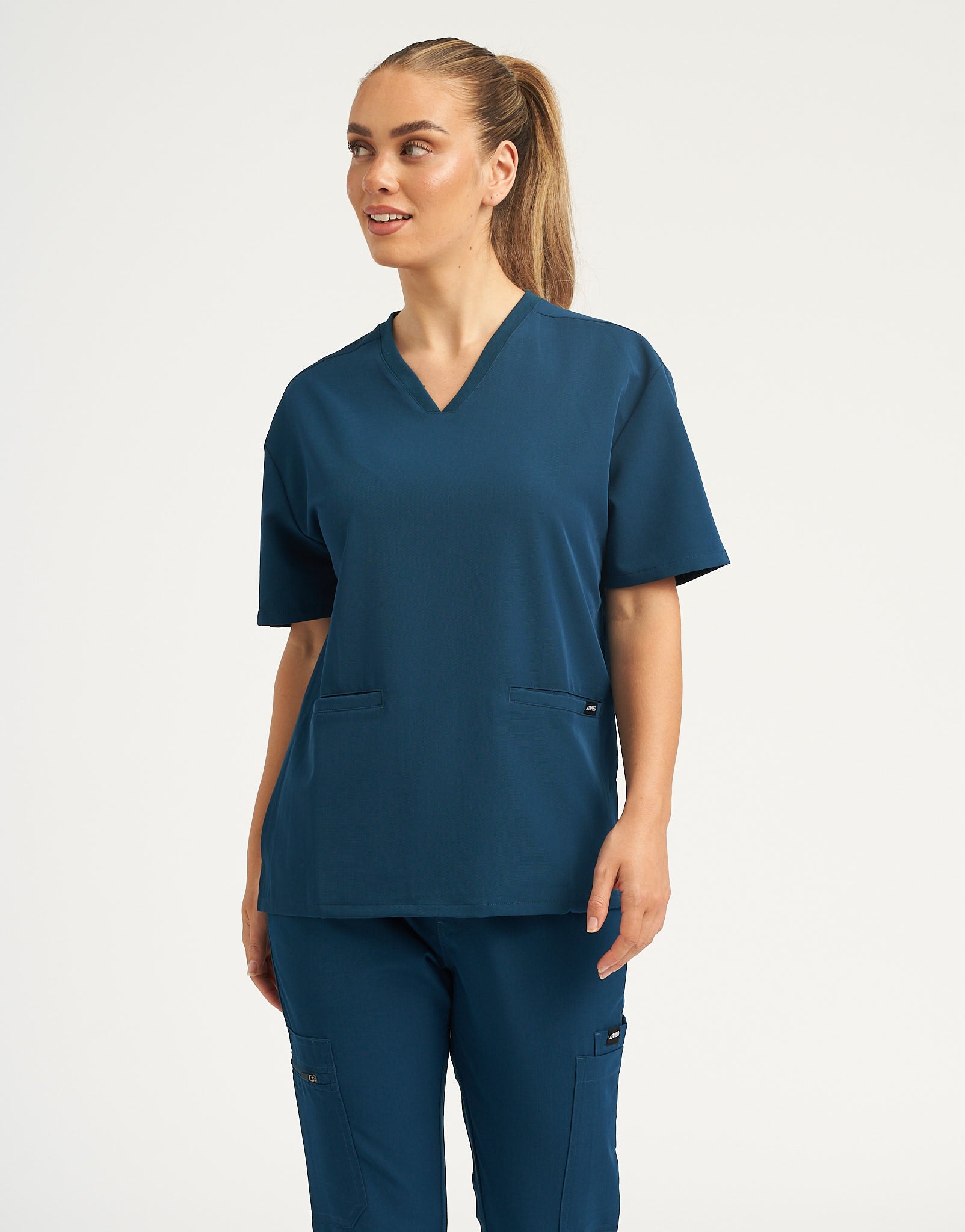 Essential V Neck Scrub Top - Gibraltar Blue