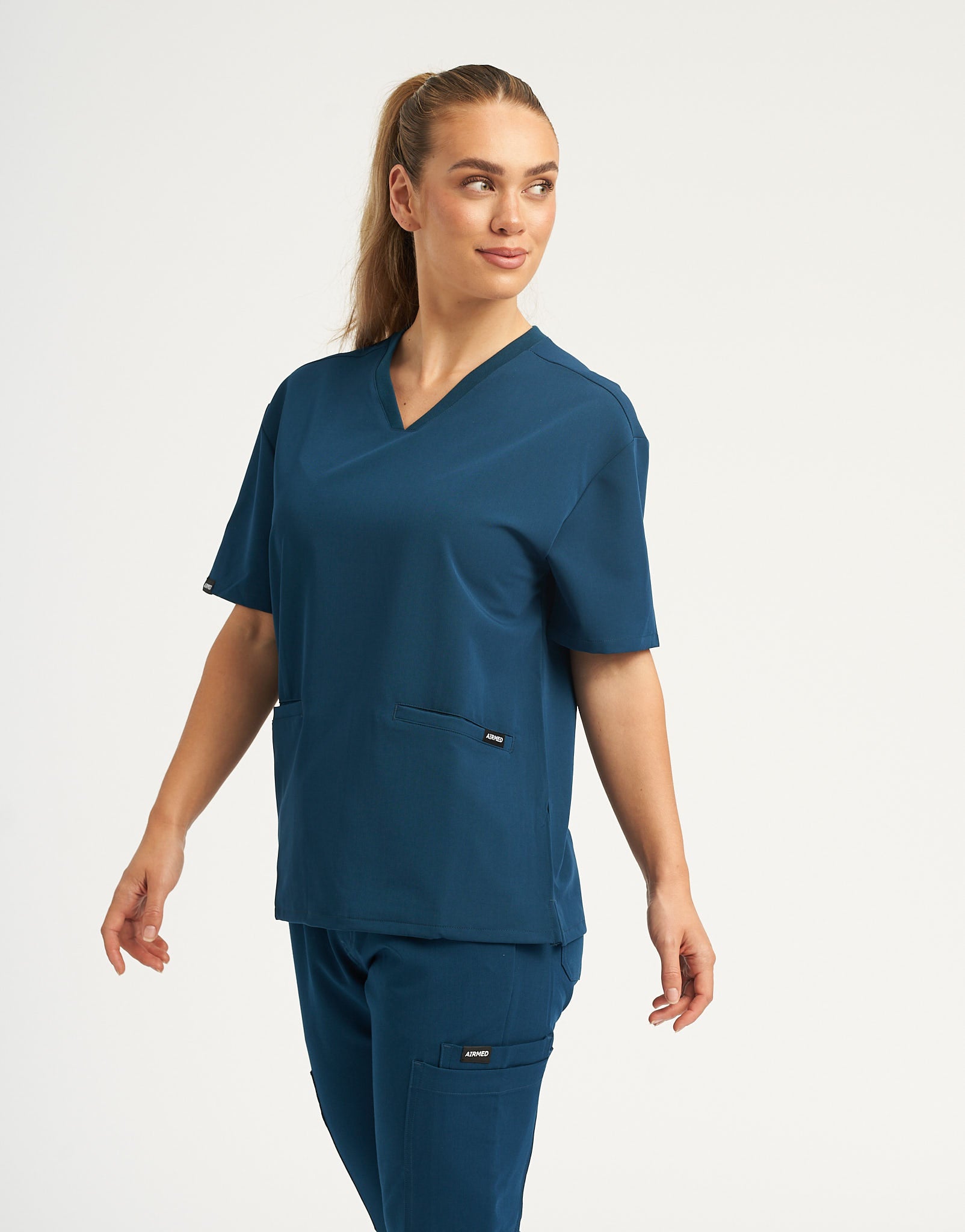 Essential V Neck Scrub Top - Gibraltar Blue