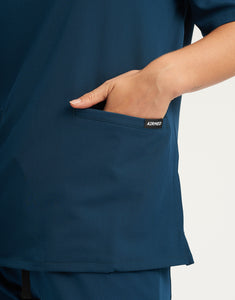 Essential V Neck Scrub Top - Gibraltar Blue