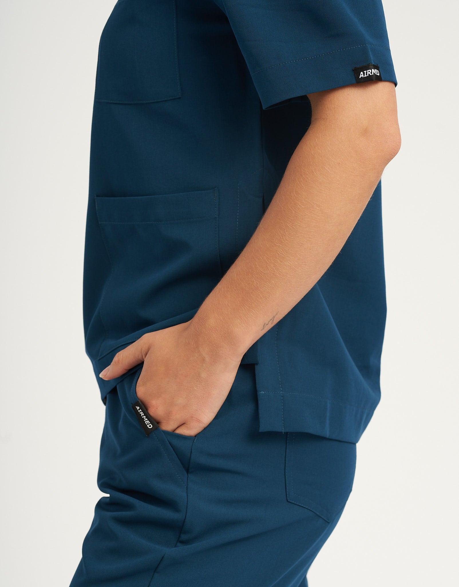 Essential Crewneck Scrub Top - Gibraltar Blue