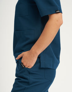 Essential Crewneck Scrub Top - Gibraltar Blue