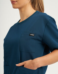 Essential Crewneck Scrub Top - Gibraltar Blue