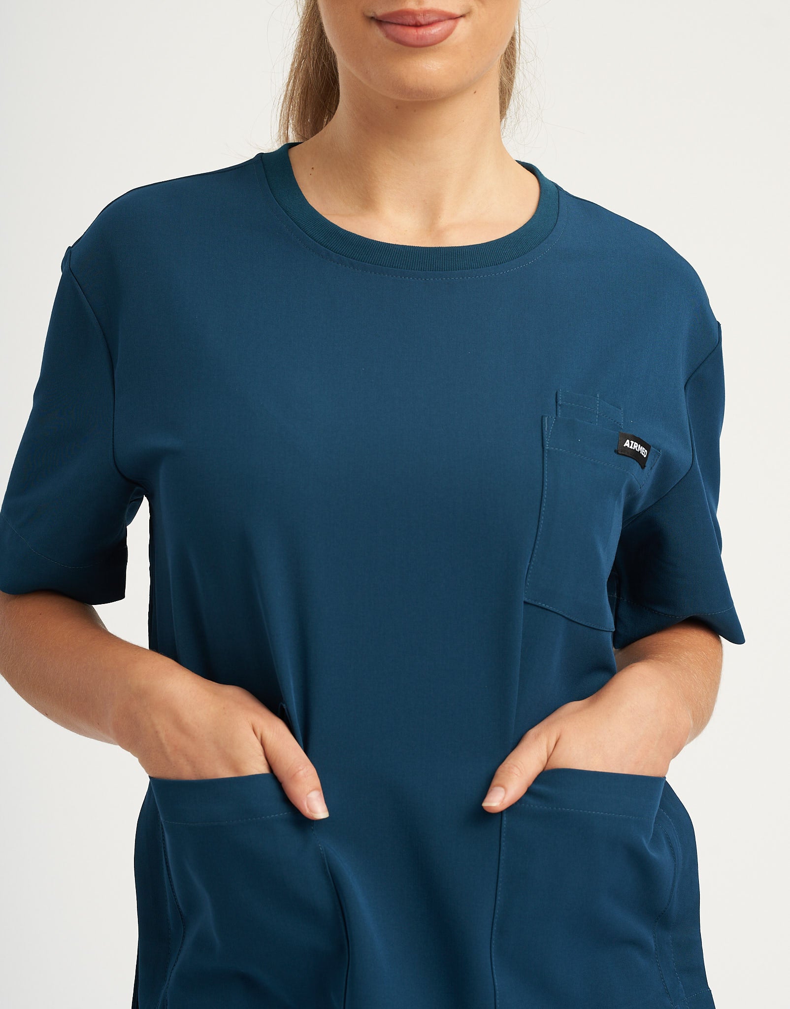 Essential Crewneck Scrub Top - Gibraltar Blue