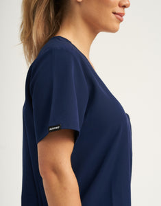 Essential One Pocket V Neck Scrub Top - True Navy