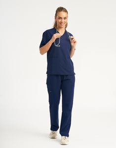 Essential V Neck Scrub Top - True Navy