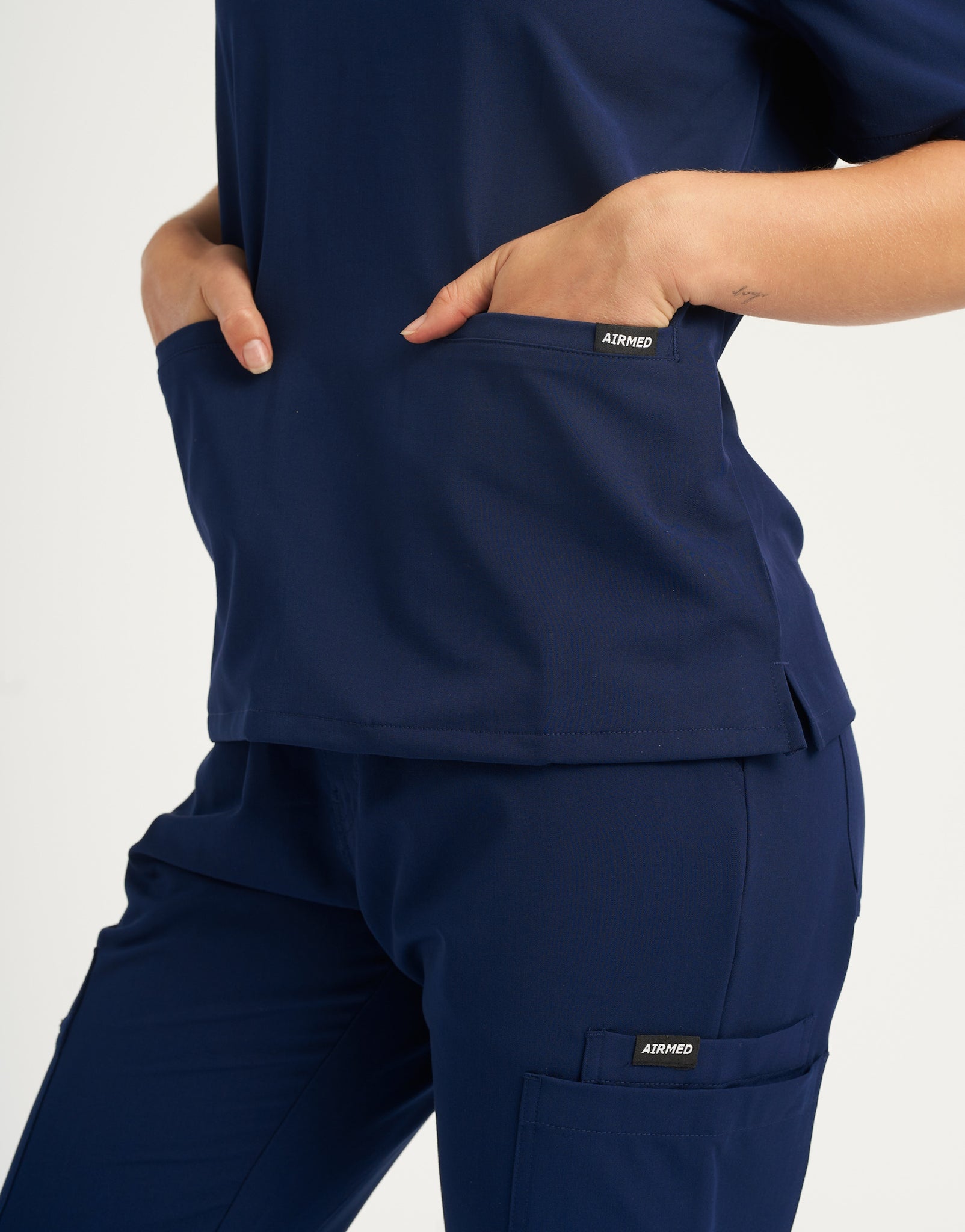 Essential V Neck Scrub Top - True Navy