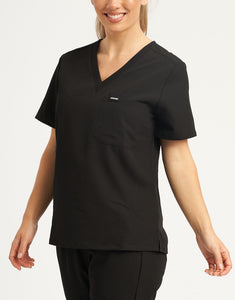 Black One Pocket V Neck and Scrub Jogger set