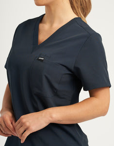 Essential One Pocket V Neck Scrub Top - Midnight Navy