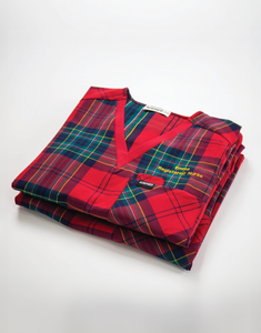 Essential Crewneck Scrub Top - Christmas Red Tartan