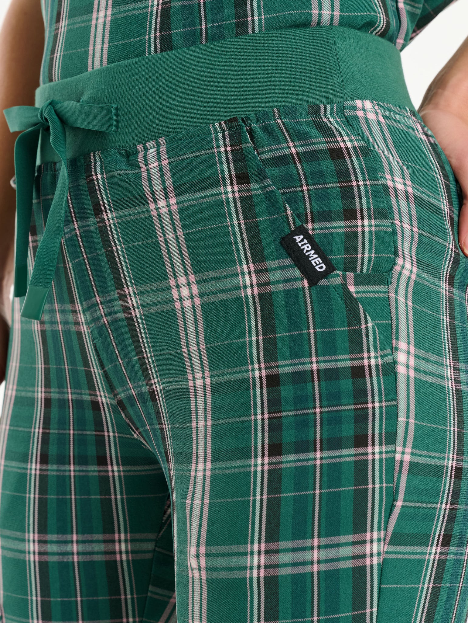 Essential Jogger Scrub Pants - Pink & Green Tartan