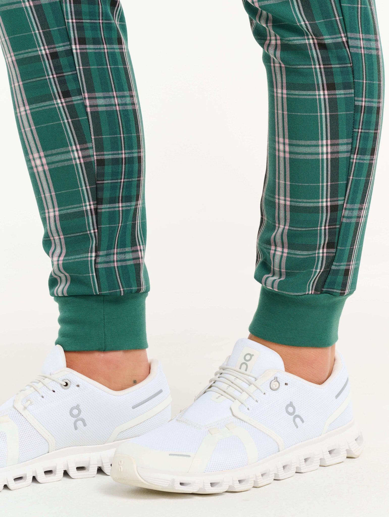 Essential Jogger Scrub Pants - Pink & Green Tartan