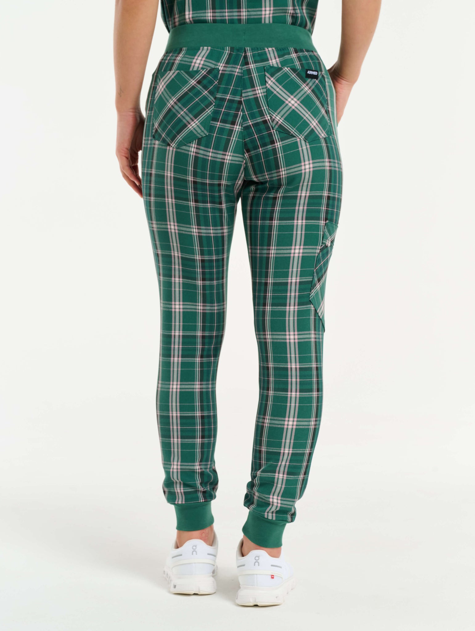 Essential Jogger Scrub Pants - Pink & Green Tartan