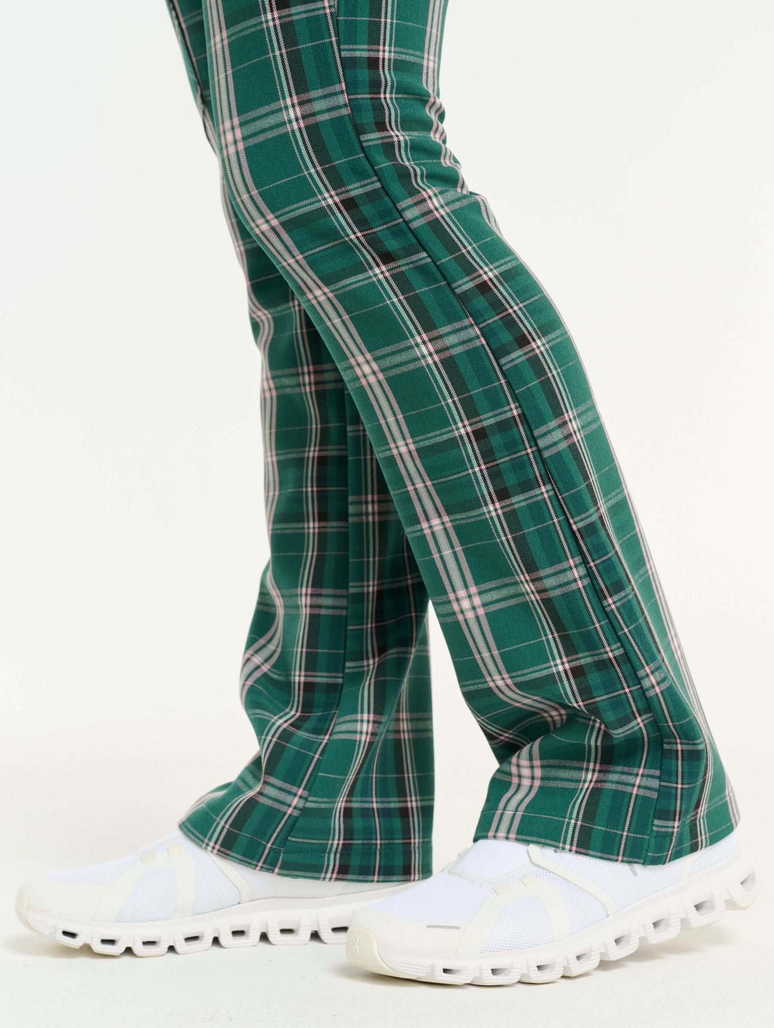 Essential Flare Scrub Pants - Pink & Green Tartan